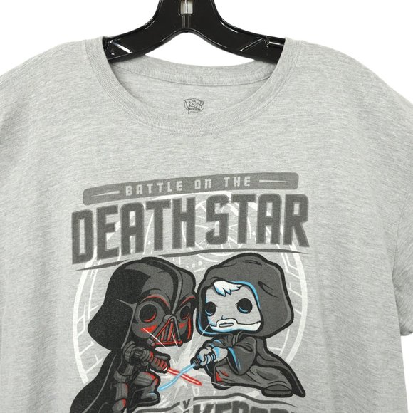 Pop Battle On The Death Star Vader Vs Kenobi Tee T Shirt XL  Star Wars Gray Crew - Picture 8 of 15